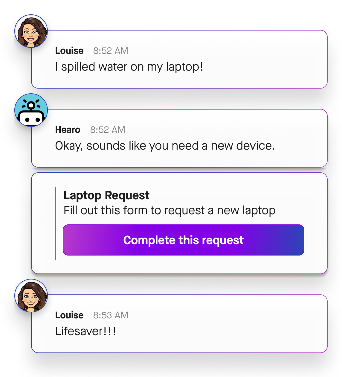 employees need and pulls the right form from the service catalog