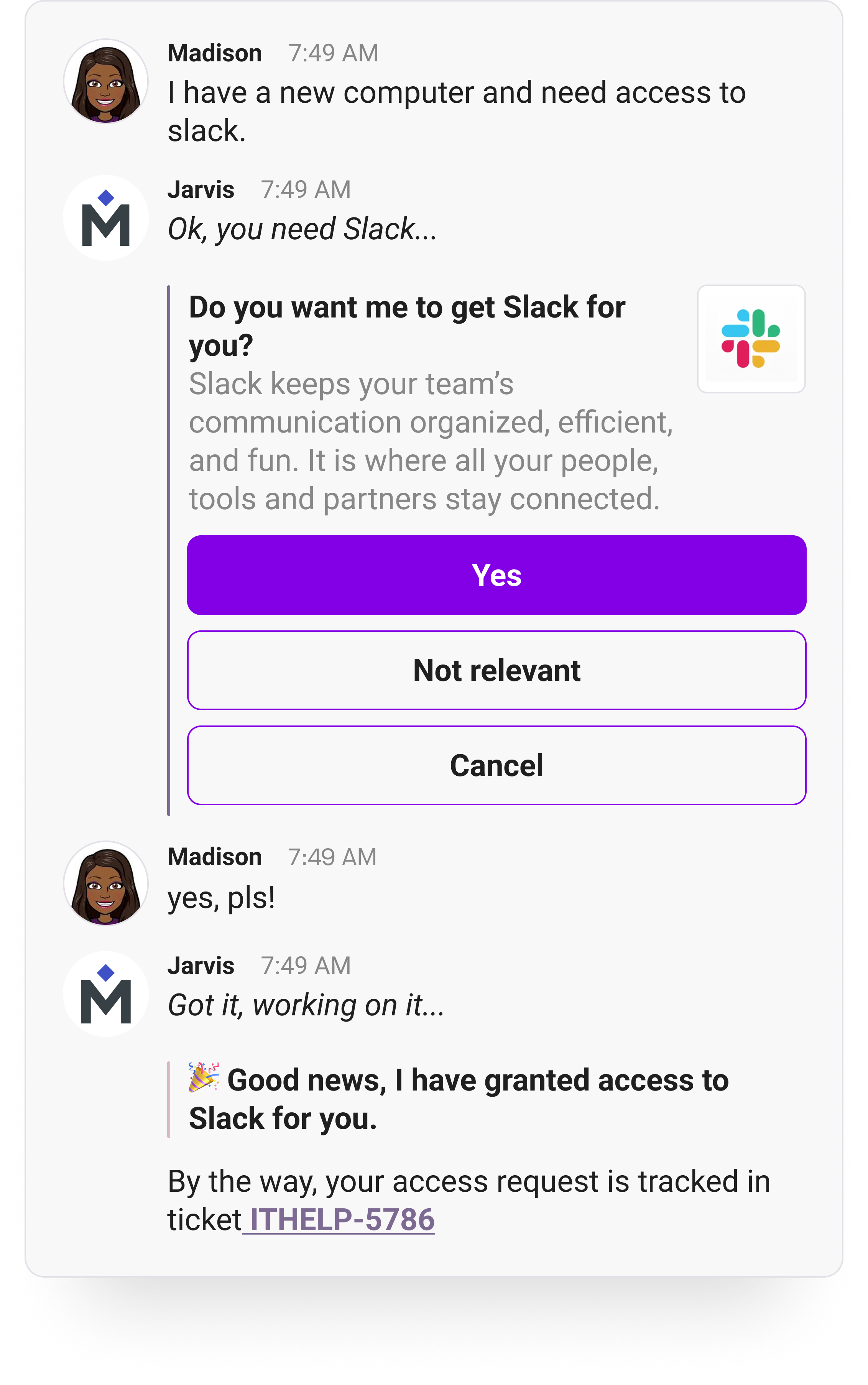 Medallia with Moveworks chat screen