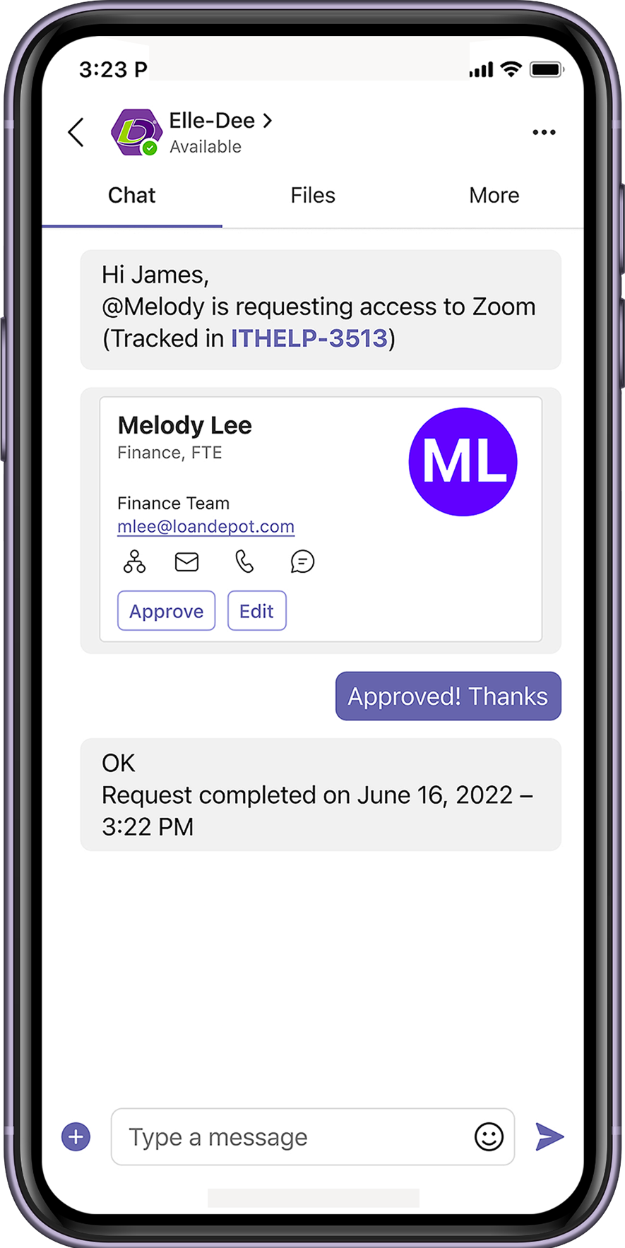 loanDepot with Moveworks chat screen